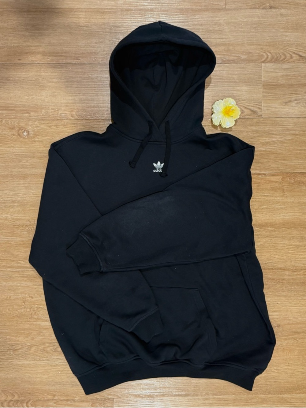 adidas Black Pullover Hoodie with Trefoil Chest Logo